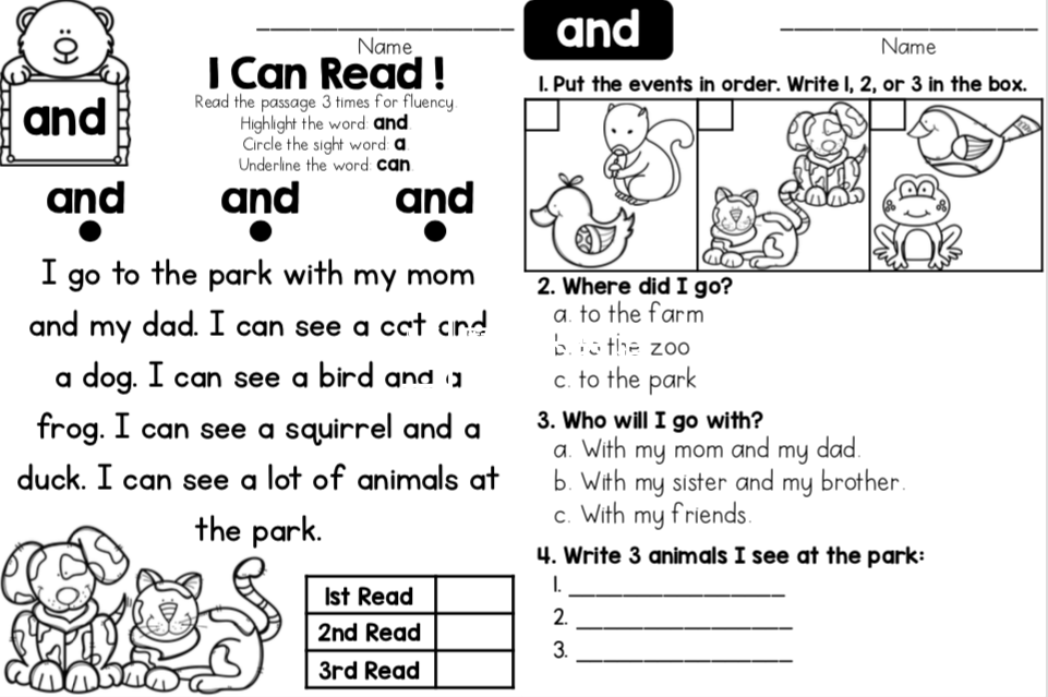 Sight Word Read Comprehension 图片10 Sight Word Read Comprehension 图片9