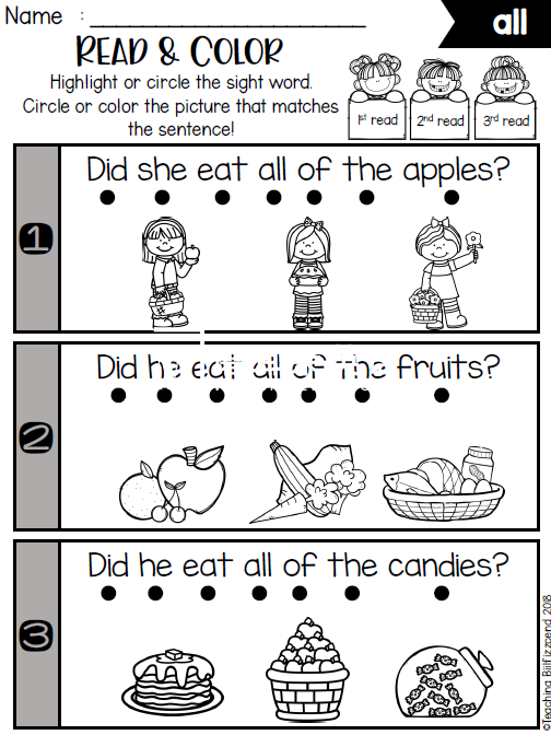 Sight Word Fluency Read and Color 图片10 Sight Word Fluency Read and Color 图片9