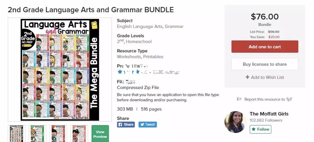 1st Grade Language Arts and Grammar MEGA Bundle 2nd Grade Language Arts and Grammar BUNDLE 图片8 1st Grade Language Arts and Grammar MEGA Bundle 2nd Grade Language Arts and Grammar BUNDLE 图片7